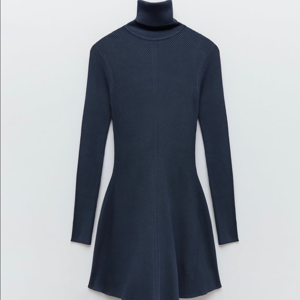 Zara Knit Mini Dress - Dark Blue Size L